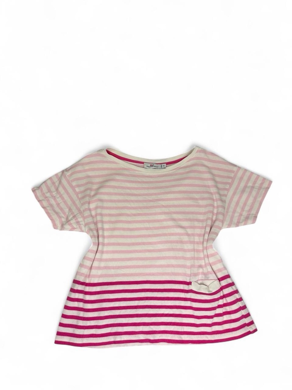 Vineyard Vines Pink & White Mixed Stripe Pocket Tee